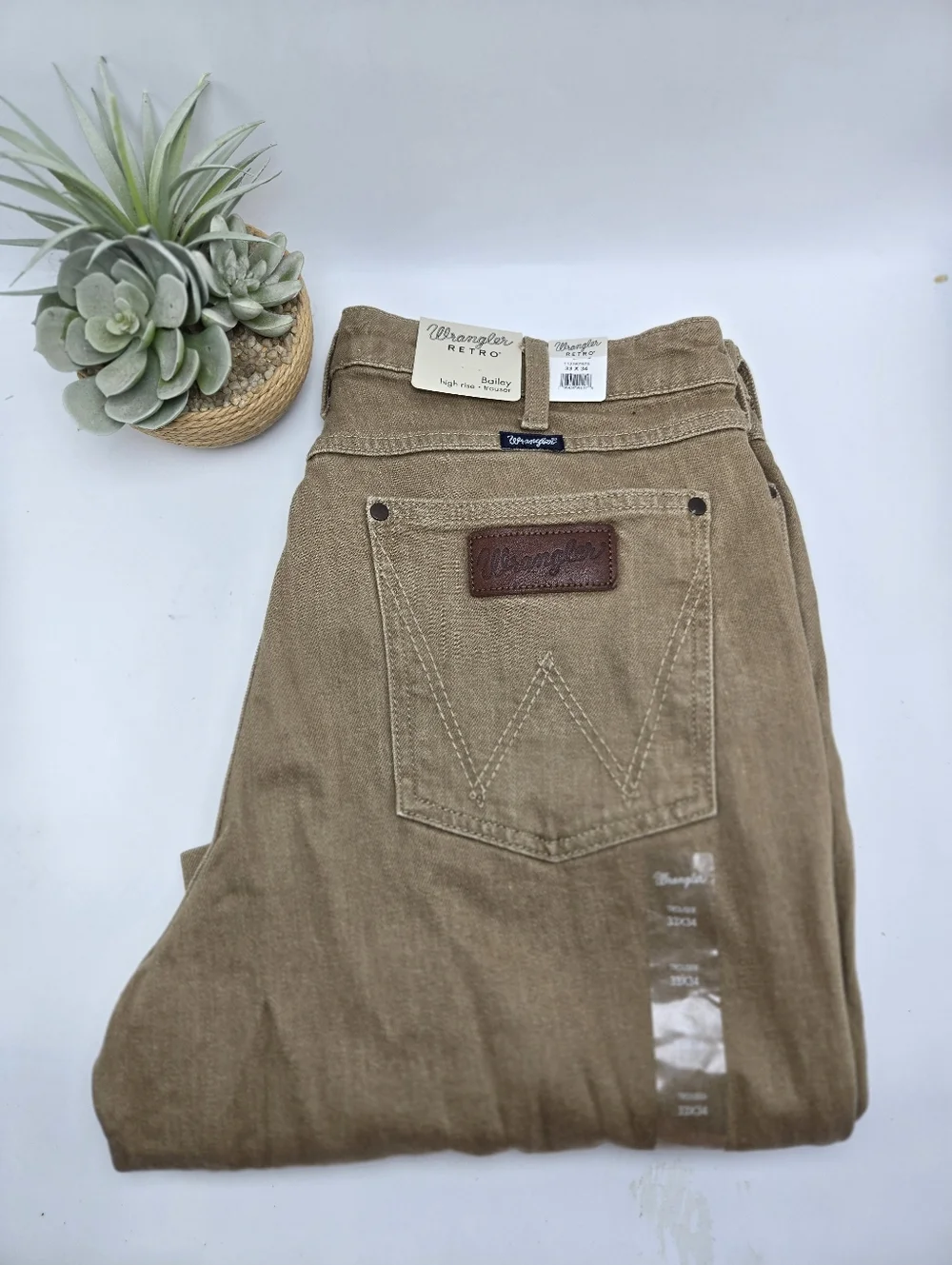 New Wrangler Retro Bailey High Rise Trouser 33 x 34 Emersyn Jeans Denim Tan - Picture 4 of 9